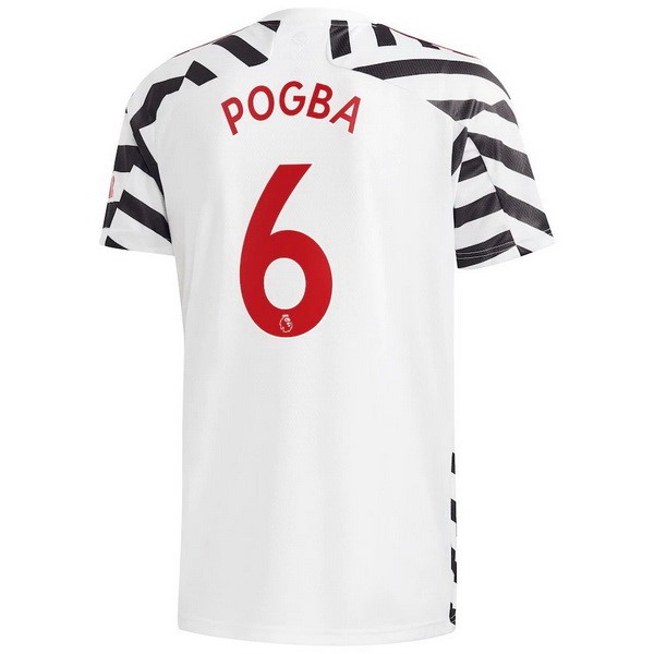 Trikot Manchester United NO.6 Pogba Ausweich 2020-21 Weiß Fussballtrikots Günstig